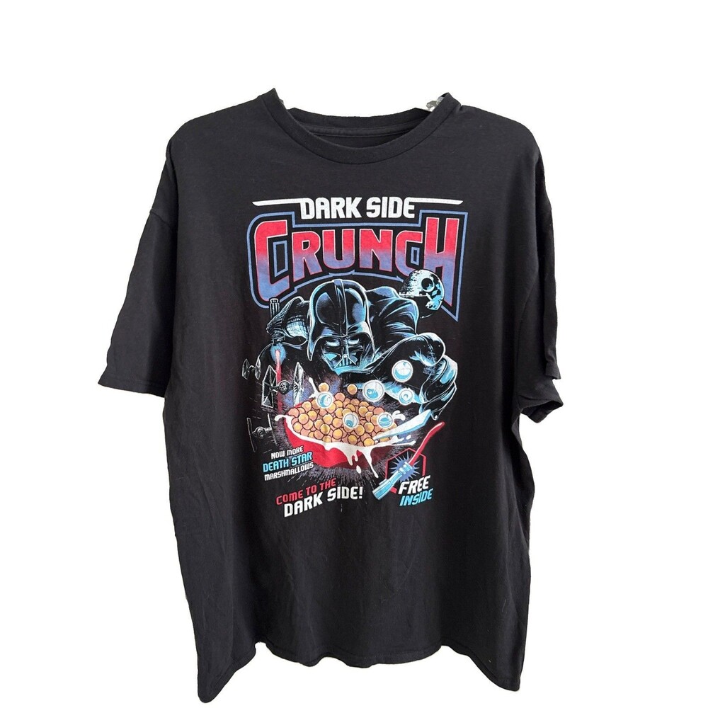 VGUC Star Wars Disney Dark Side Crunch Cereal Darth Vader Tee Shirt Black XL
